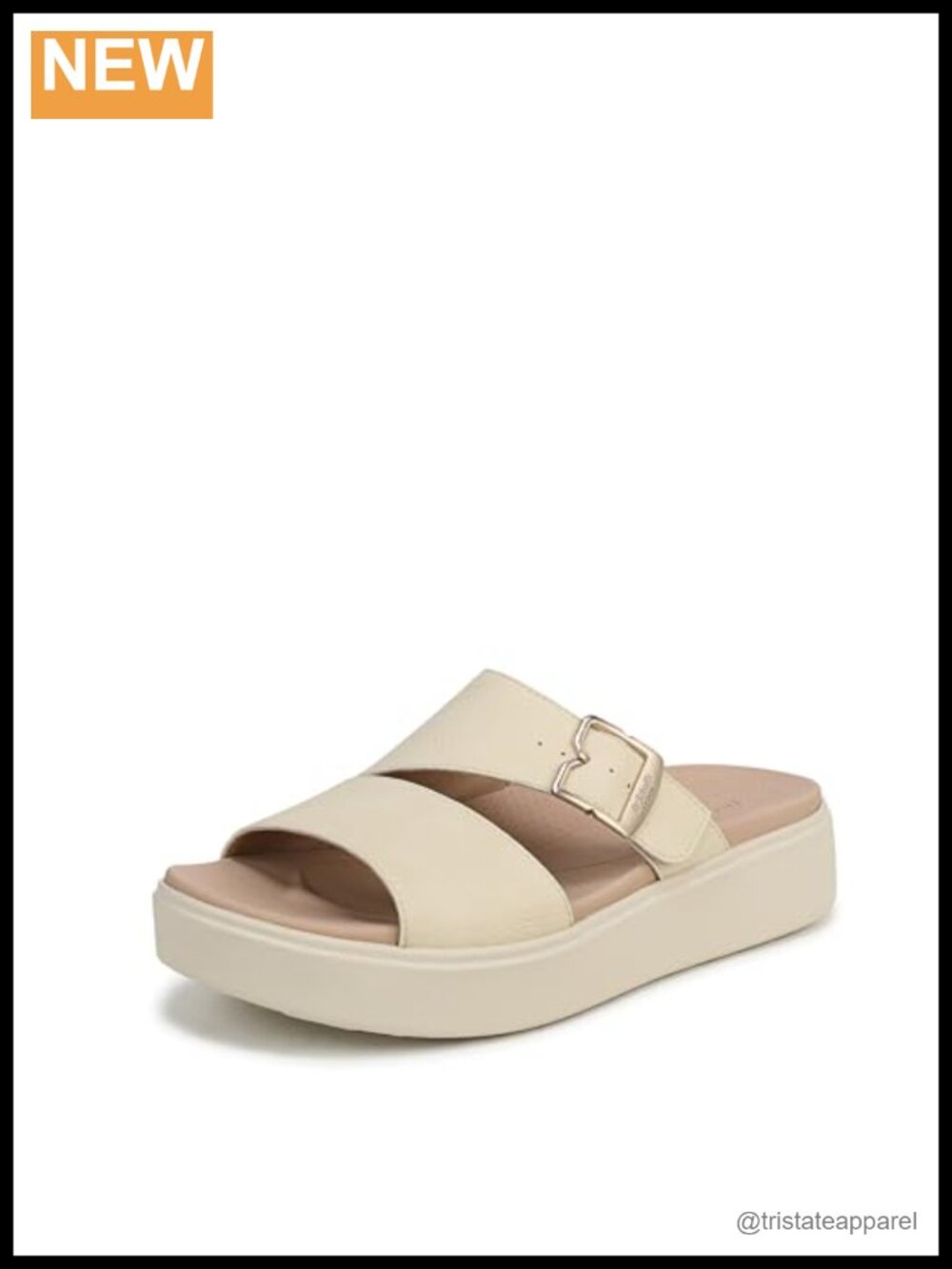 Platform Slide Sandals Faux Leather Adjustable Buckle Comfort Slip-On
